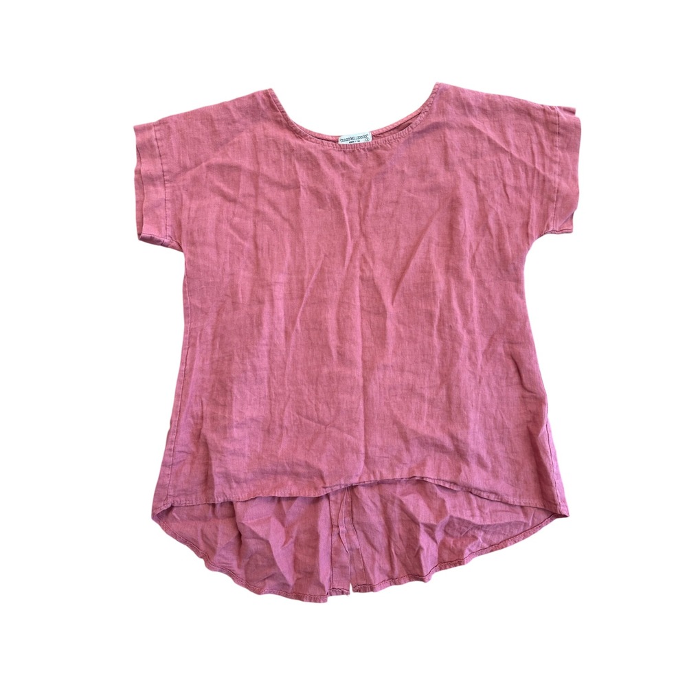 Terzo Millennio 100% Linen High Low‎ Back Button Top Made in Italy Womens Small